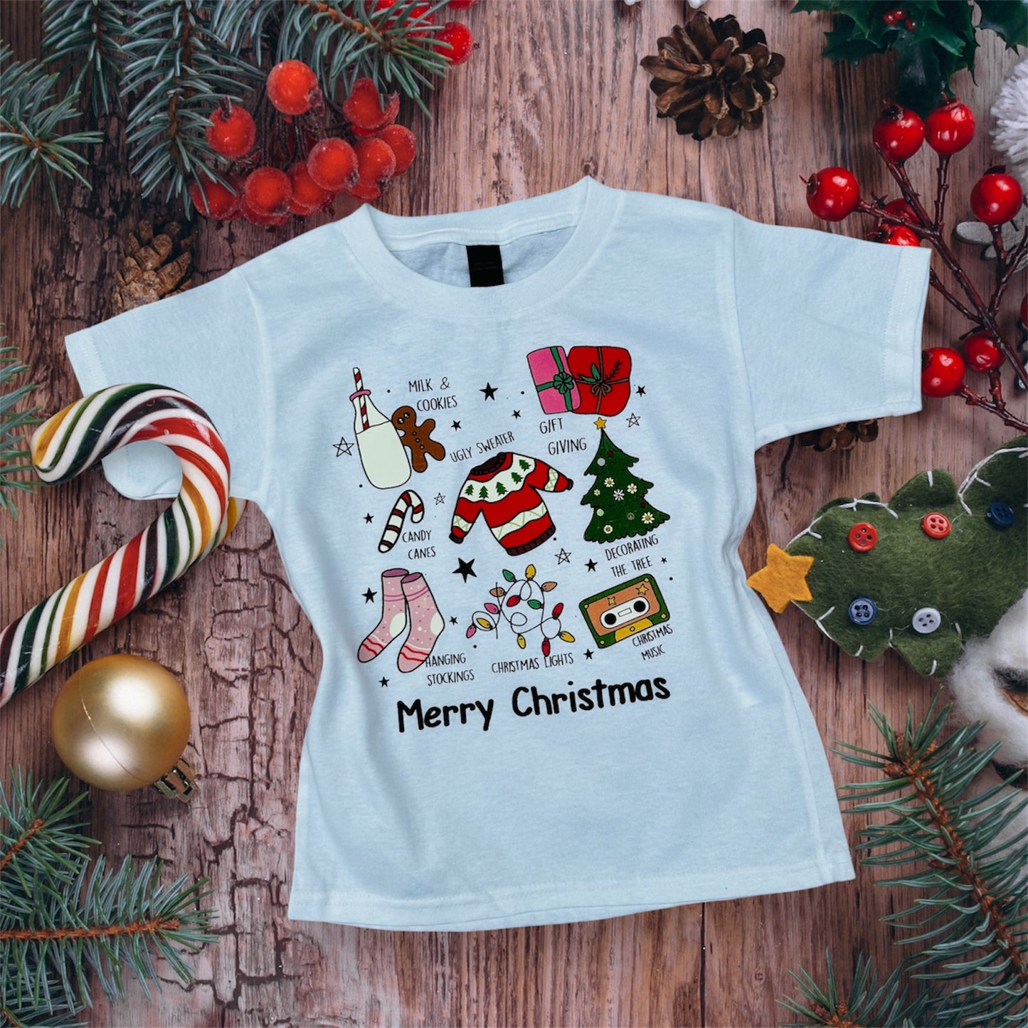 T Shirt de niña Merry Christmas 🎄