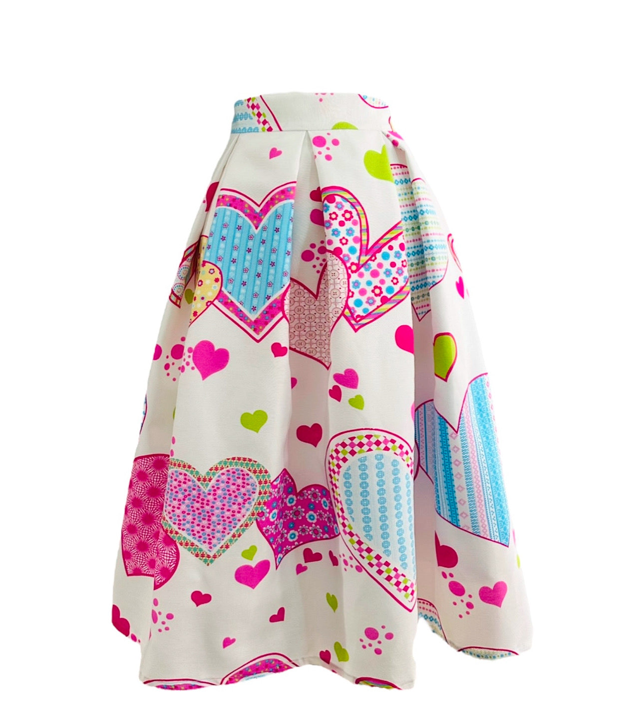 Falda midi de corazones