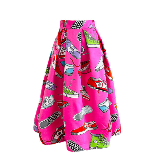 Falda midi con diseño de zapatos