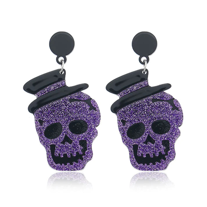 Aretes de calavera morada