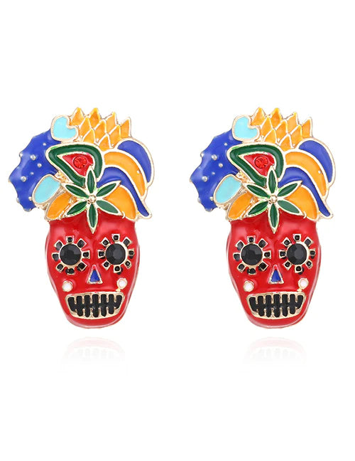 Aretes de calavera roja