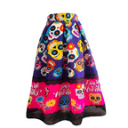Falda midi de calaveras