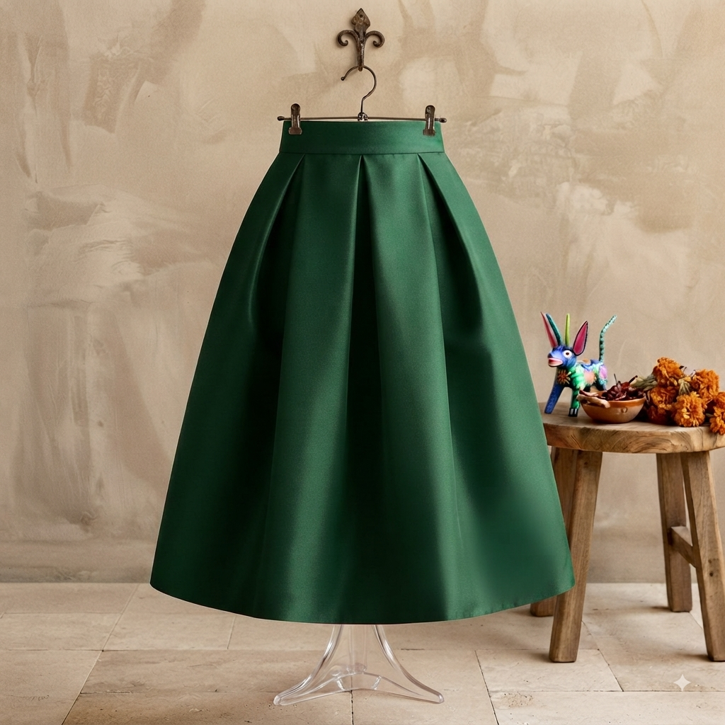 Falda midi verde