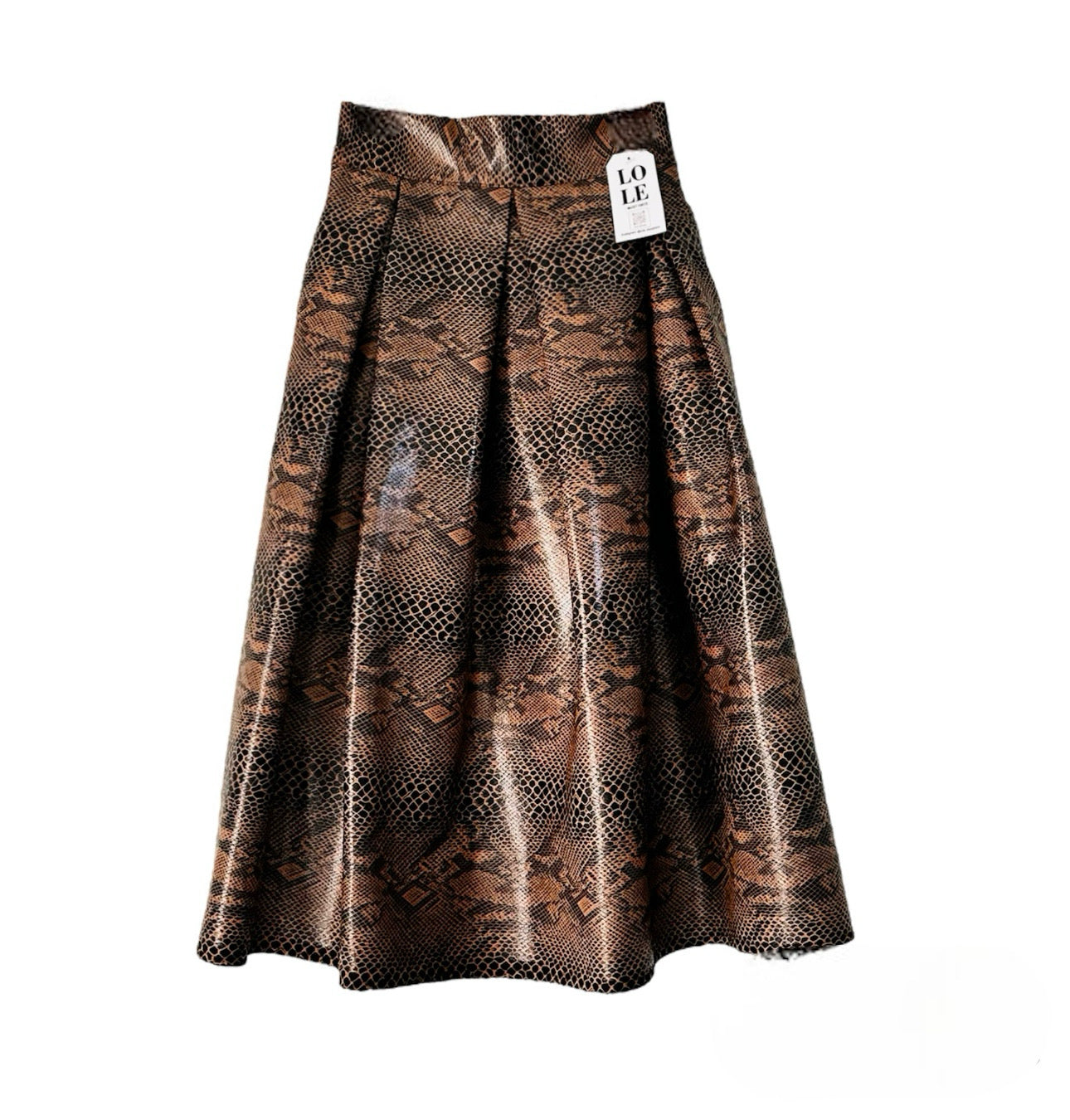 Falda midi print en vinipiel