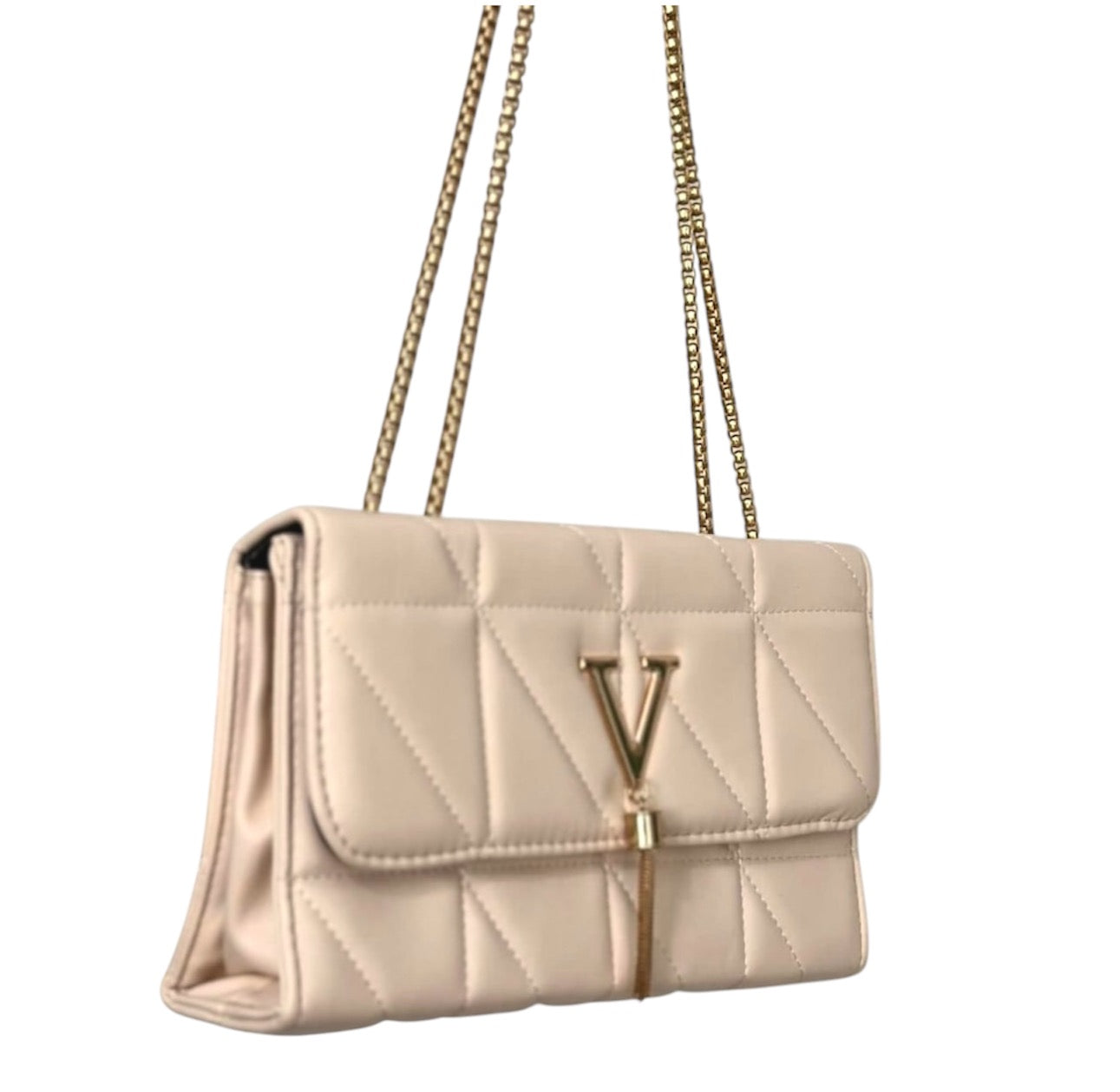 Bolsa beige con cadena