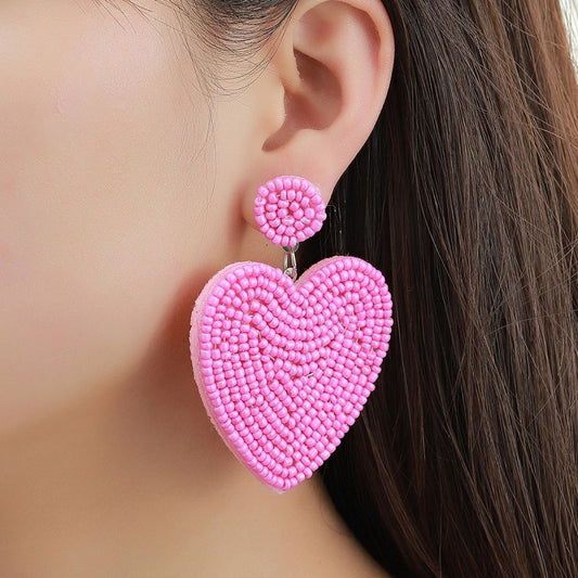 Aretes rosas de corazón