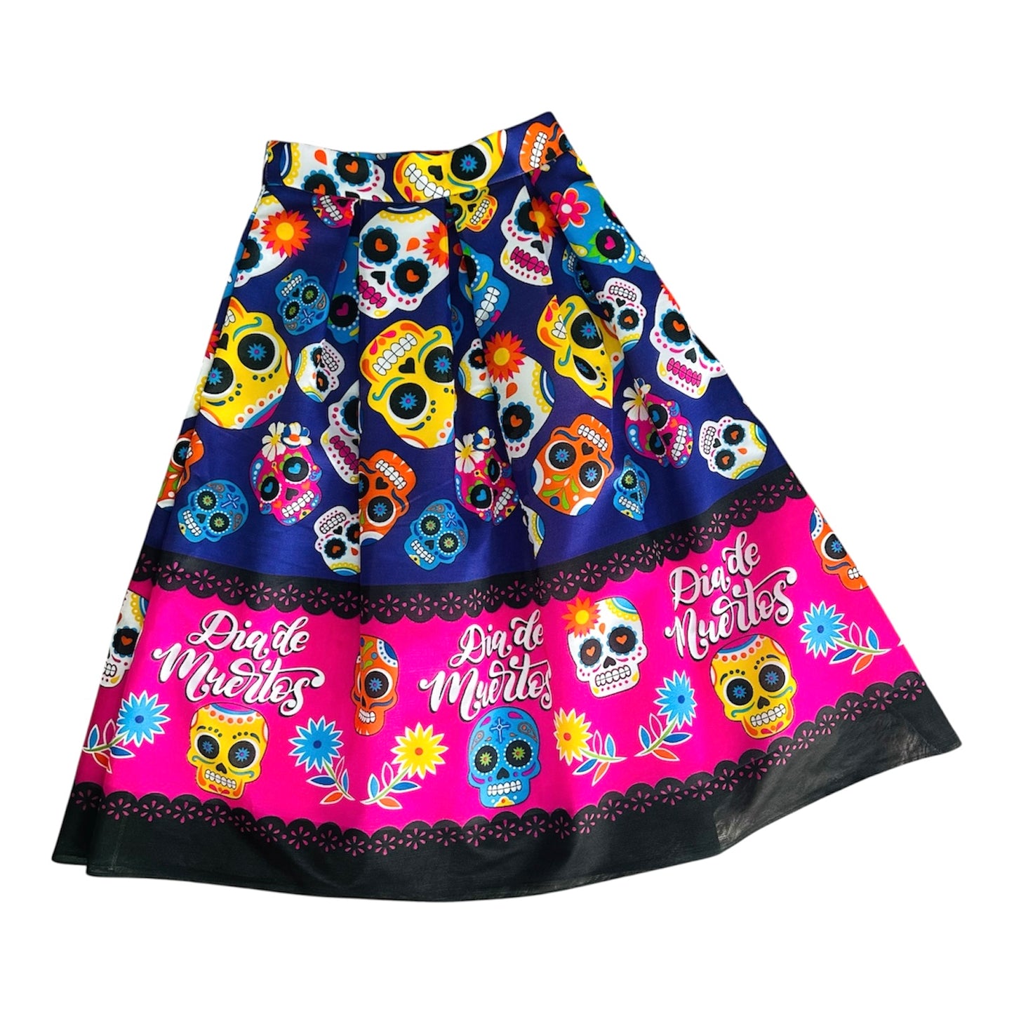Falda midi de calaveras
