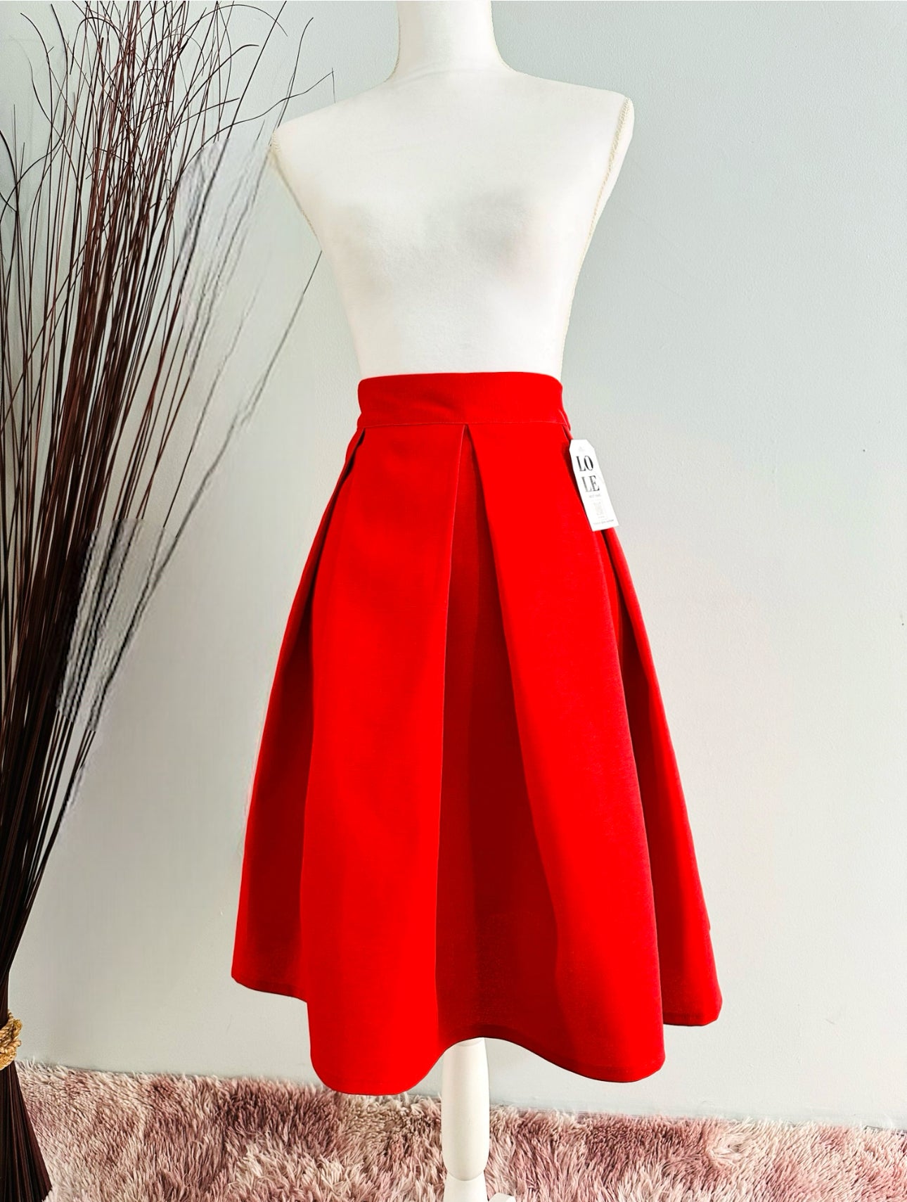 Falda midi roja